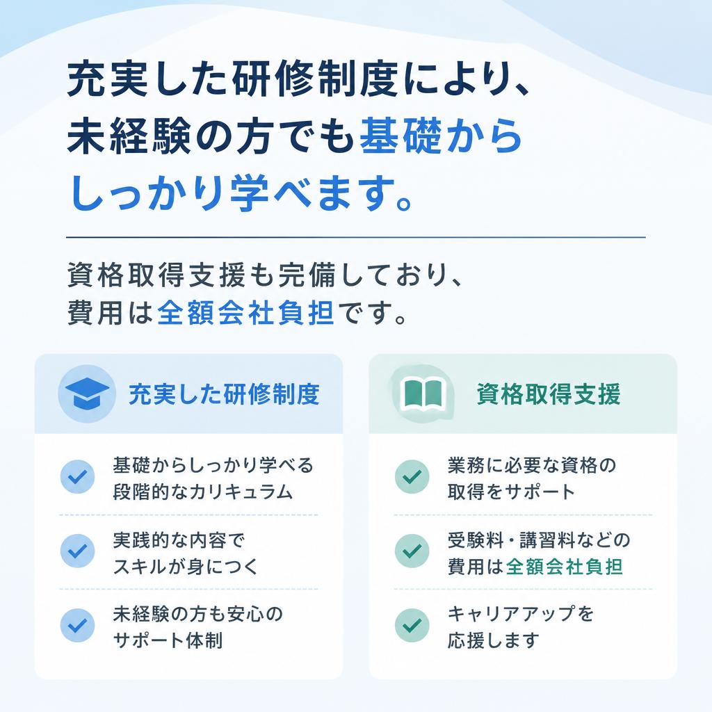 研修制度と資格取得のサポート