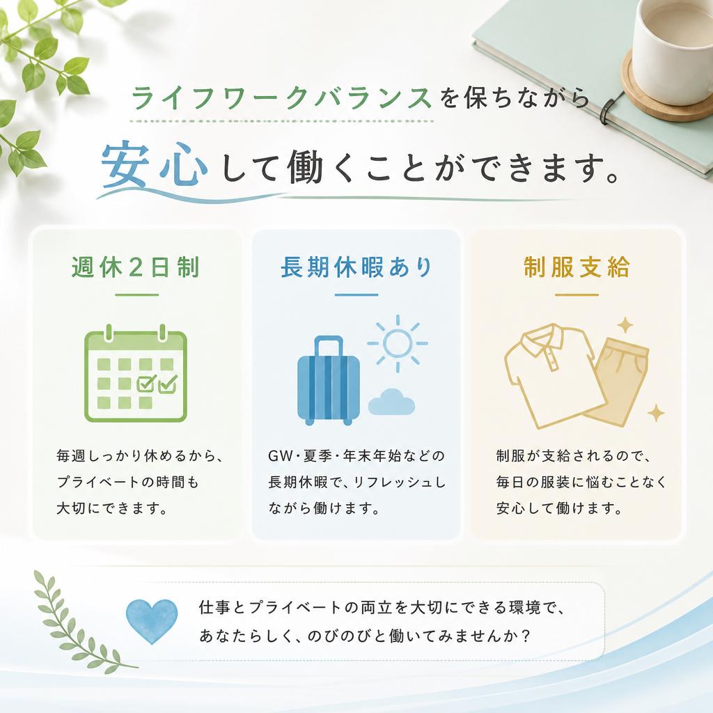 福利厚生が充実！安心して働ける環境