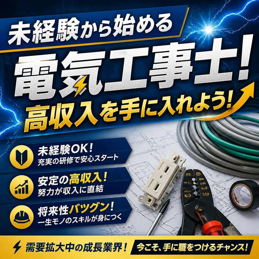 未経験から始める電気工事士！高収入を手に入れよう！