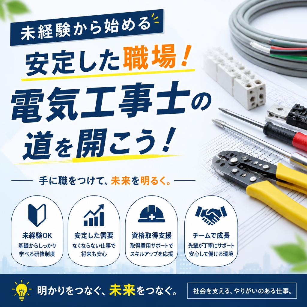 未経験から始める安定した職場！電気工事士の道を開こう！